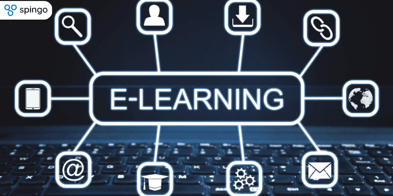 e-learning thường bao gồm video bài giảng, tài liệu tương tác, bài kiểm tra
